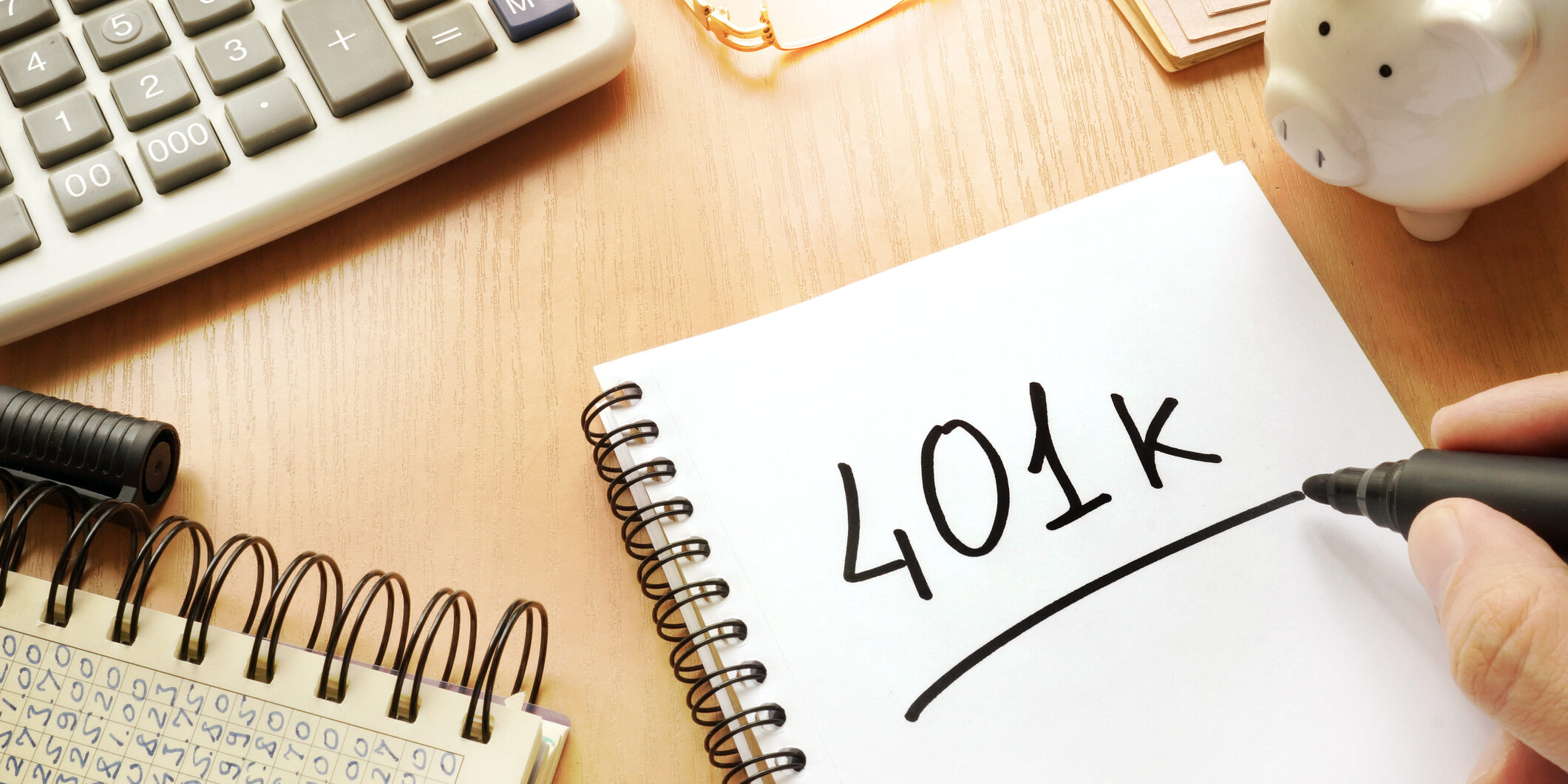 401k written in a note. Pension concept.