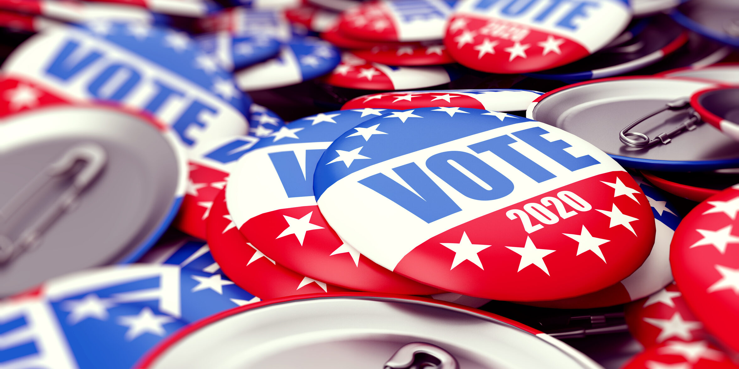 vote election badge button for 2020 background, vote USA 2020, 3D illustration, 3D rendering