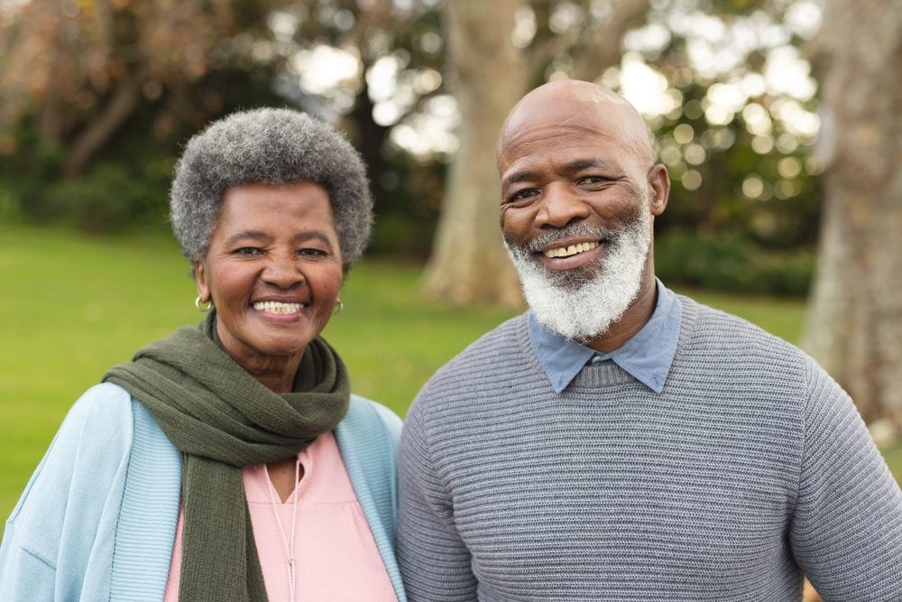 Image,Of,Happy,African,American,Senior,Couple,Posing,At,Camera